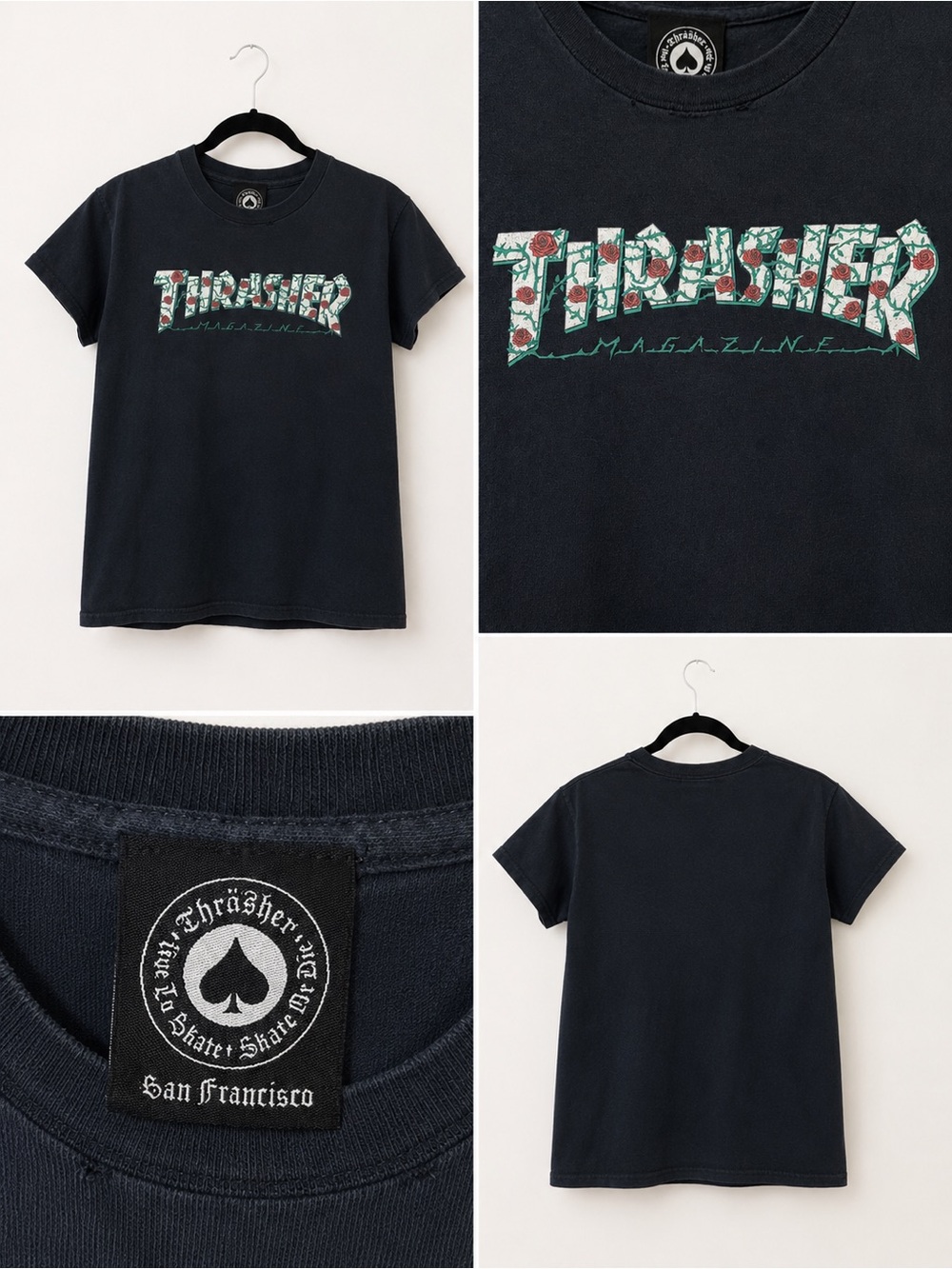 Thrasher Magazine Roses Graphic T-Shirt — Approx. Adult XS 🌹🛹 - Picture 3 of 3